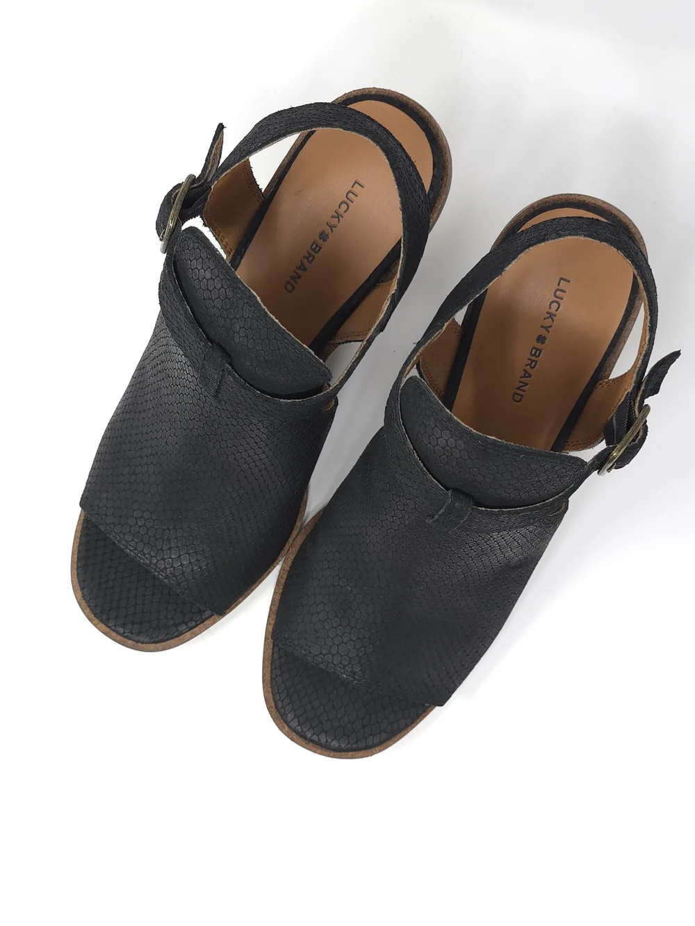 ✨ STUNNING Lucky Brand Labradite Stacked Wedge Sandals ✨